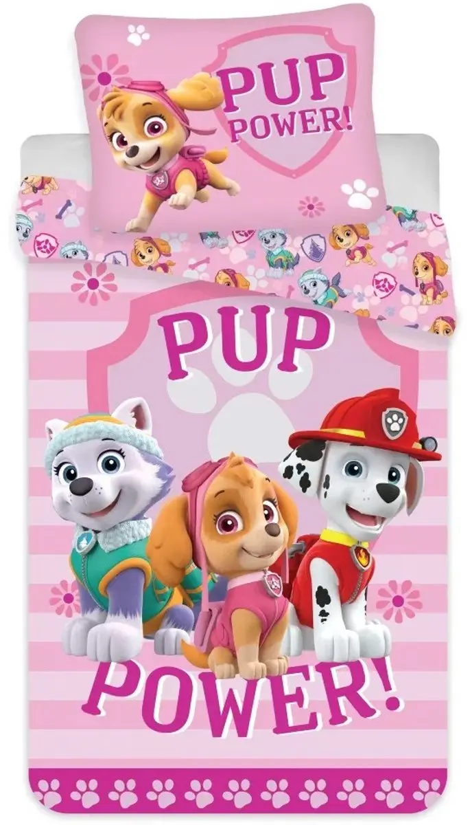 PAW Patrol Pup Power Dekbedovertrek Junior Roze