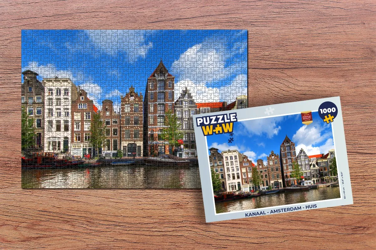 PuzzleWow Amsterdam Huis Legpuzzel 1000 Stuks - Multicolor