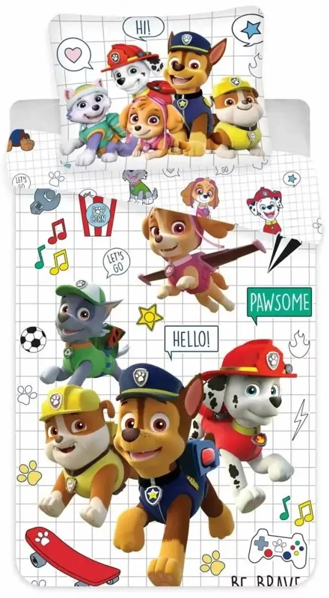 Paw patrol Peuterdekbedovertrek wit