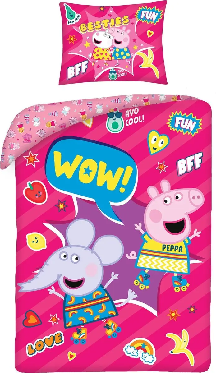 Peppa Pig Dekbedovertrek roze 140 x 200 cm katoen