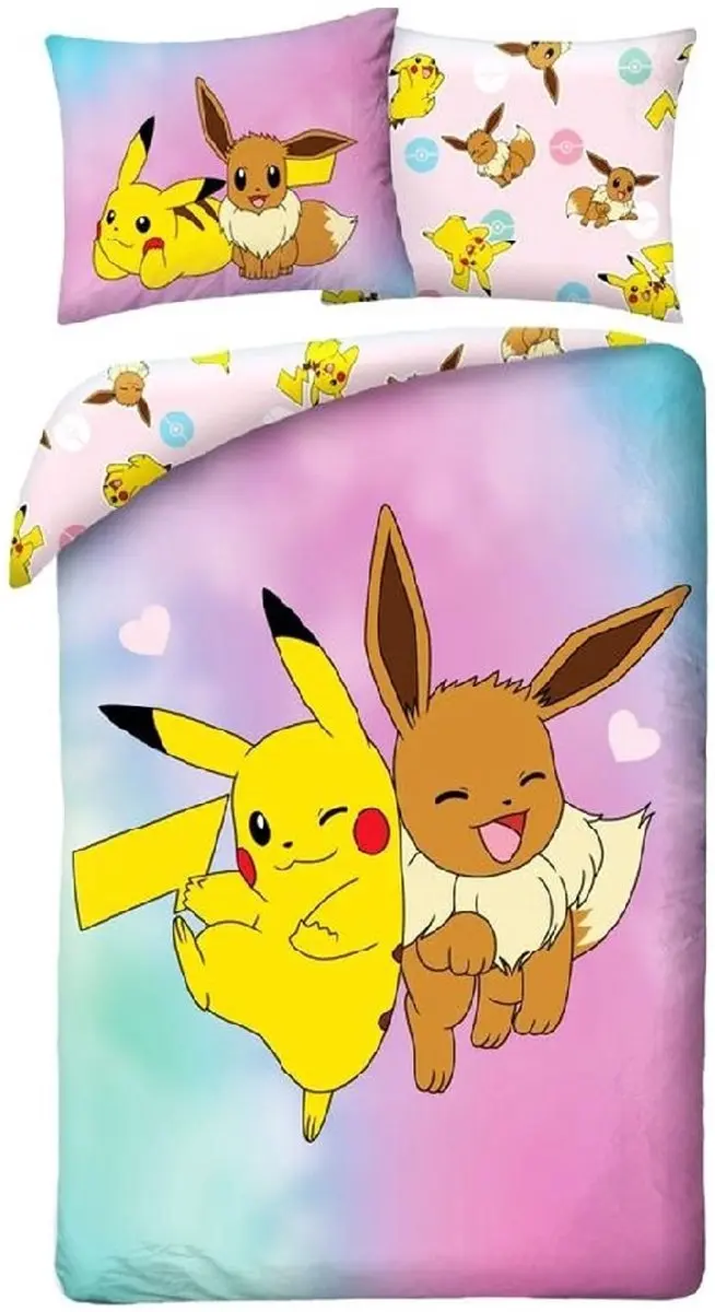 Pikachu Dekbedovertrek Pikachu en Eevee 140 x 200 cm