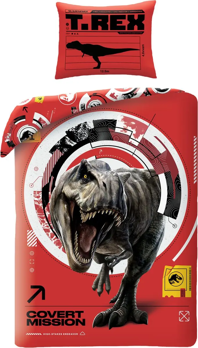 Jurassic World Dekbedovertrek rood 140 x 200 cm
