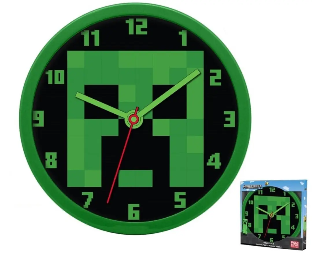 Lilo & Stitch Minecraft Wandklok - 24cm - Groen - afbeelding 4 van 4