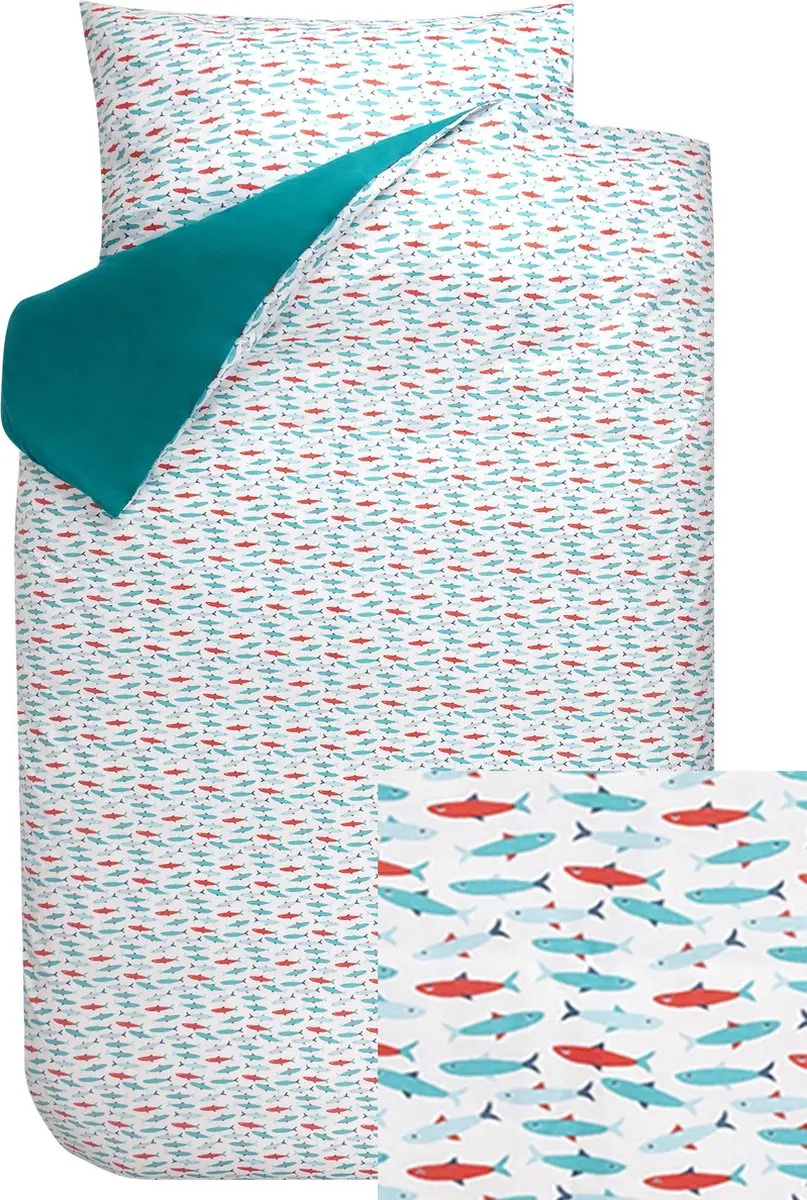 BINK Bedding Dekbedovertrek Forel Petrol 1-persoons 140x200/220 cm (incl 1 kusse