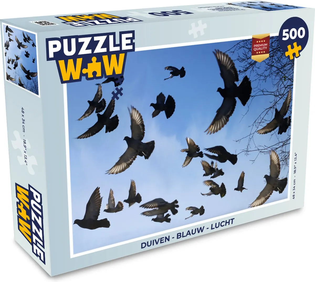 PuzzleWow Duiven Lucht Legpuzzel 500 Stuks - Multicolor