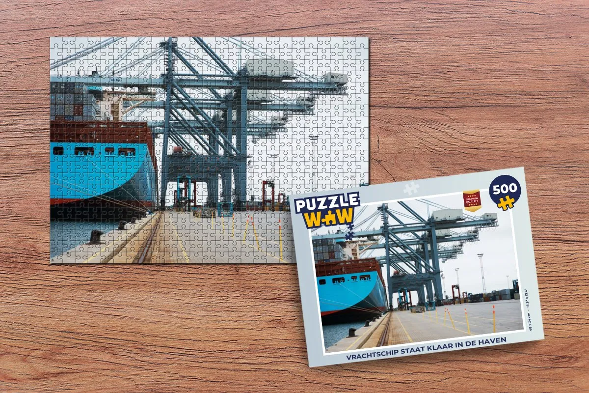 PuzzleWow Vrachtschip in de Haven Legpuzzel 500 Stuks - Multicolor