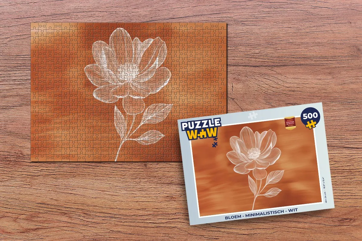 PuzzleWow Bloem Minimalistisch Wit Legpuzzel 500 Stuks - MPN 8721375320532