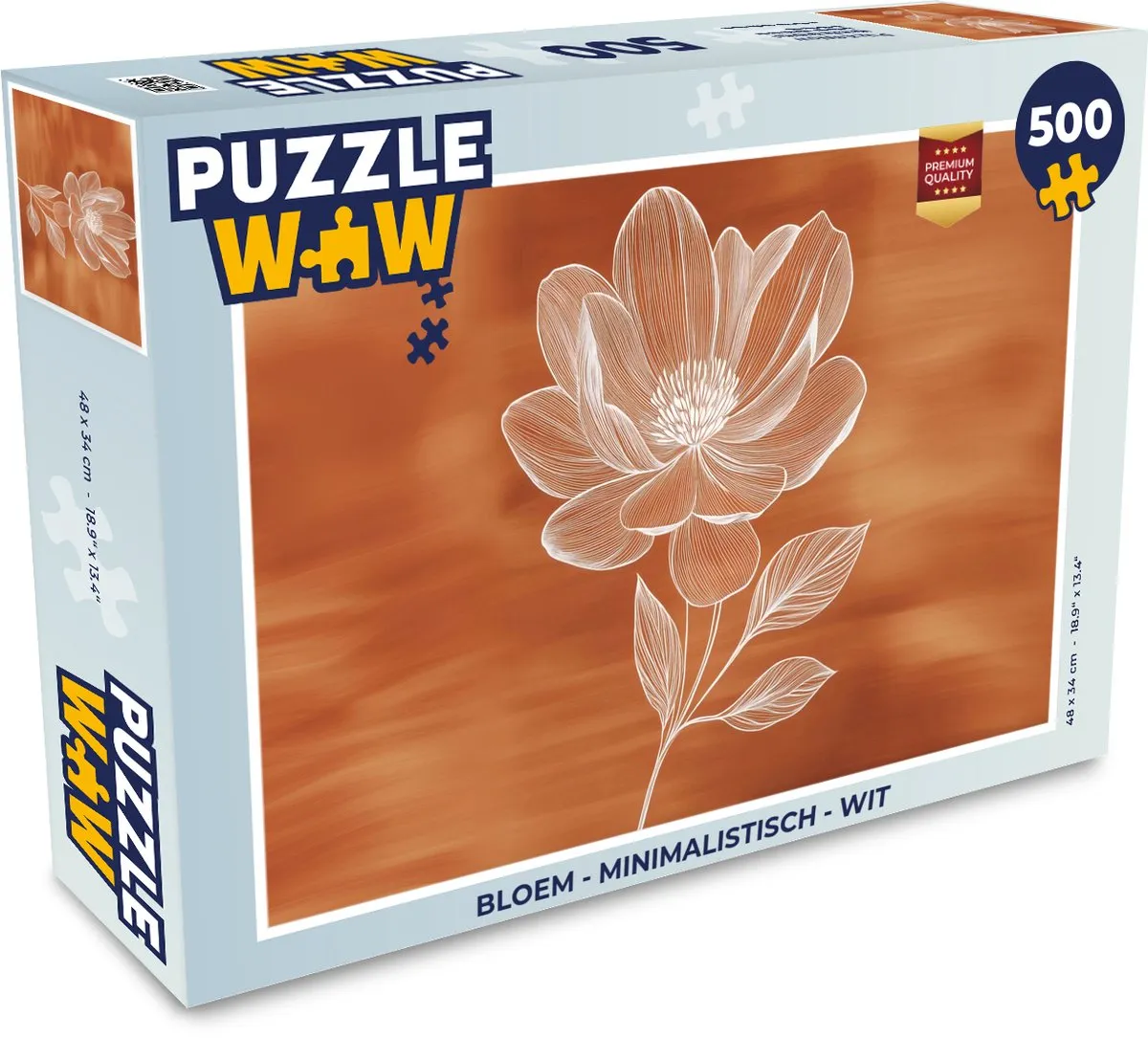 PuzzleWow Bloem Minimalistisch Wit Legpuzzel 500 Stuks