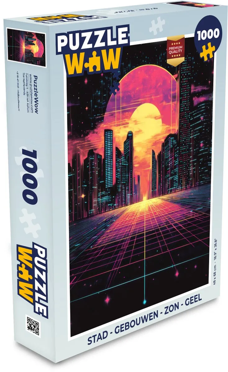 PuzzleWow Legpuzzel Gebouwen Zon 1000 Stuks - Geel