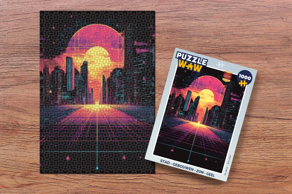 PuzzleWow Legpuzzel Gebouwen Zon 1000 Stuks - Geel