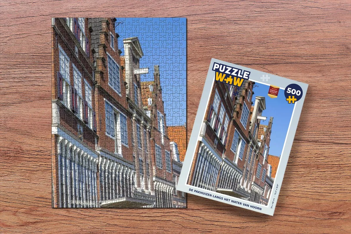 PuzzleWow De pakhuizen langs het water van Hoorn - Legpuzzel 500 Stuks - Multicolor