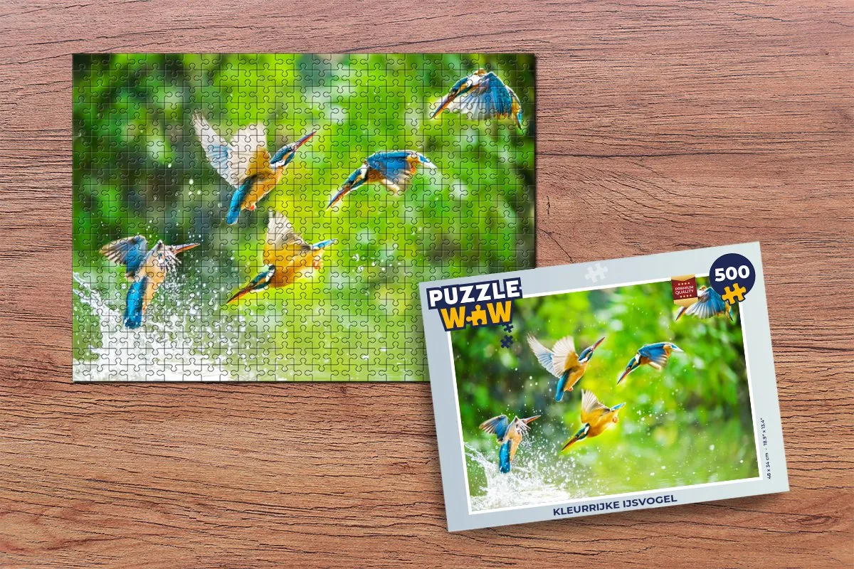 PuzzleWow Vogels IJsvogel Legpuzzel 500 Stuks - Multicolor