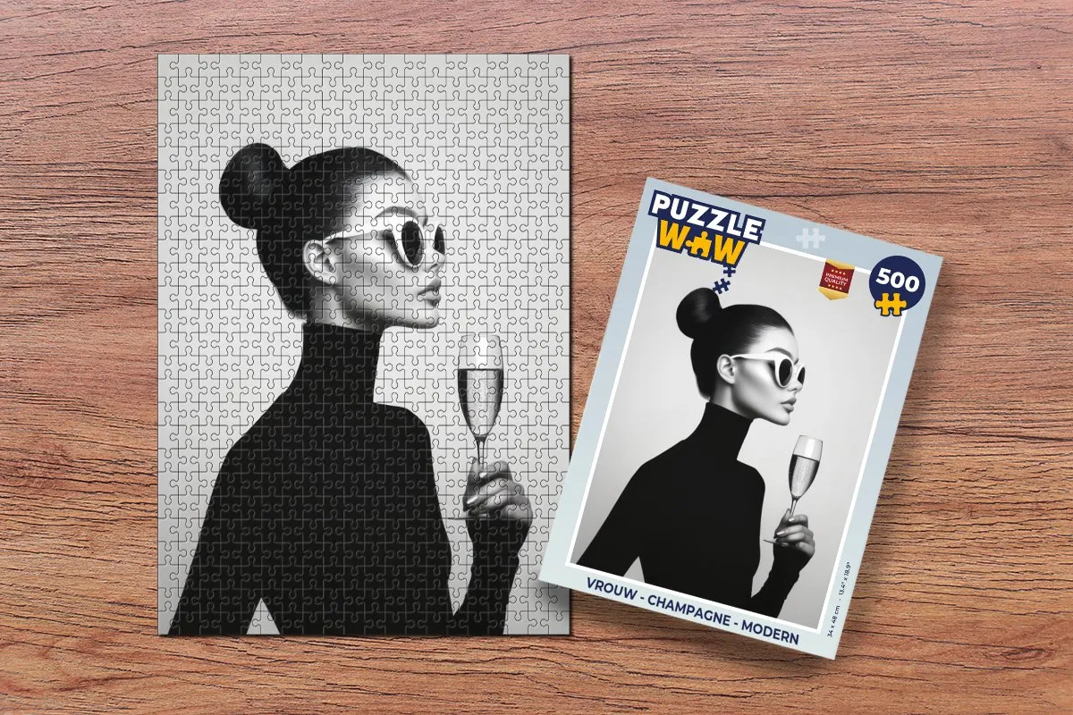 PuzzleWow Vrouw Champagne Legpuzzel 500 Stuks - 8721172700247