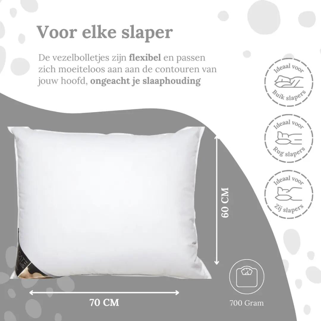 Ten Cate Hoofdkussen Nekklachten 60x70cm - 2 Stuks - Wit - afbeelding 4 van 6