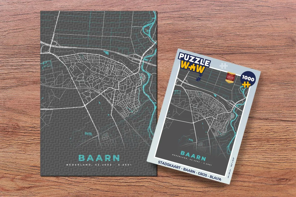PuzzleWow Stadskaart Baarn Legpuzzel 1000 Stuks - Multicolor