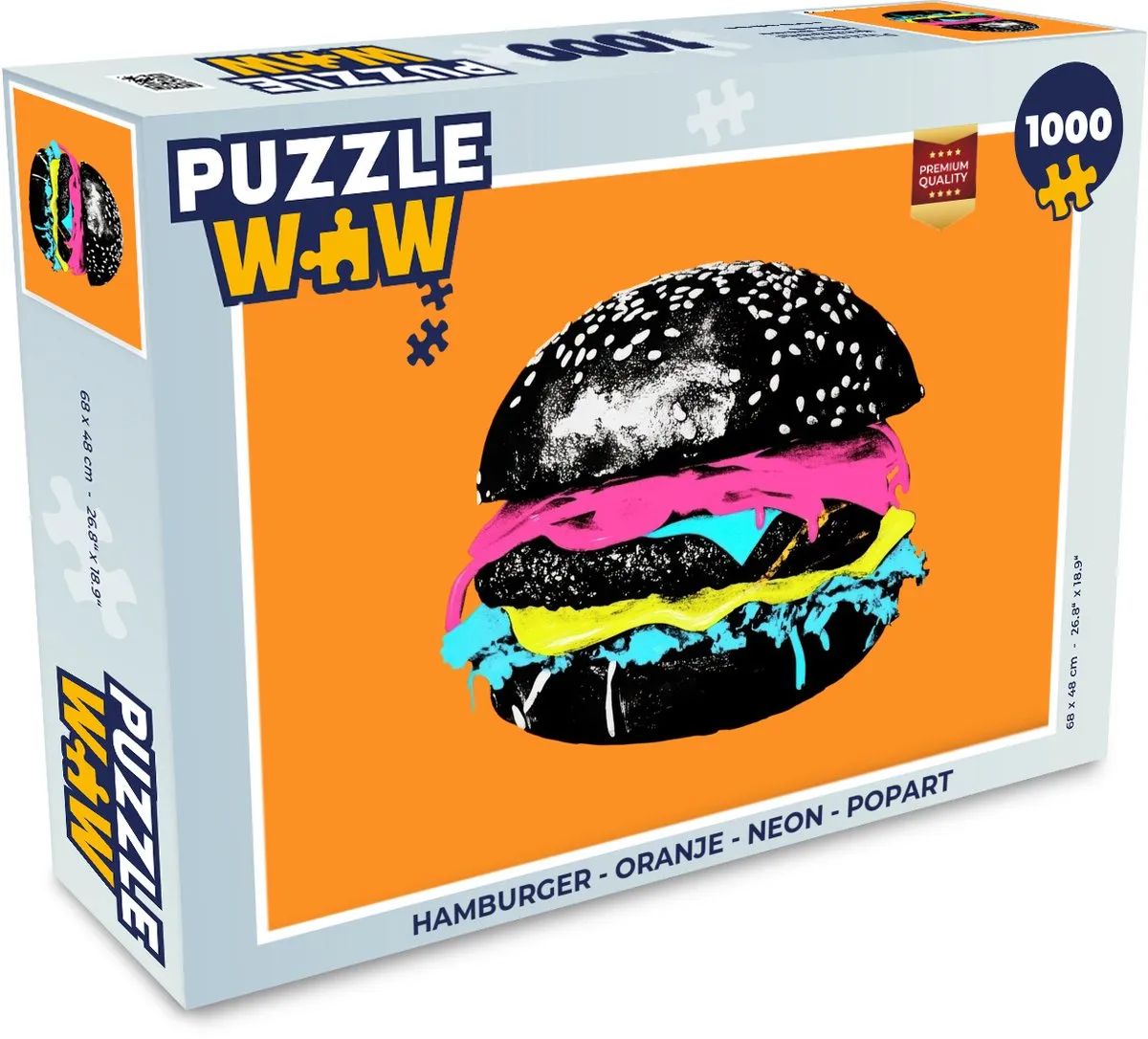 PuzzleWow Legpuzzel Hamburger Popart 1000 Stuks - Neon Oranje