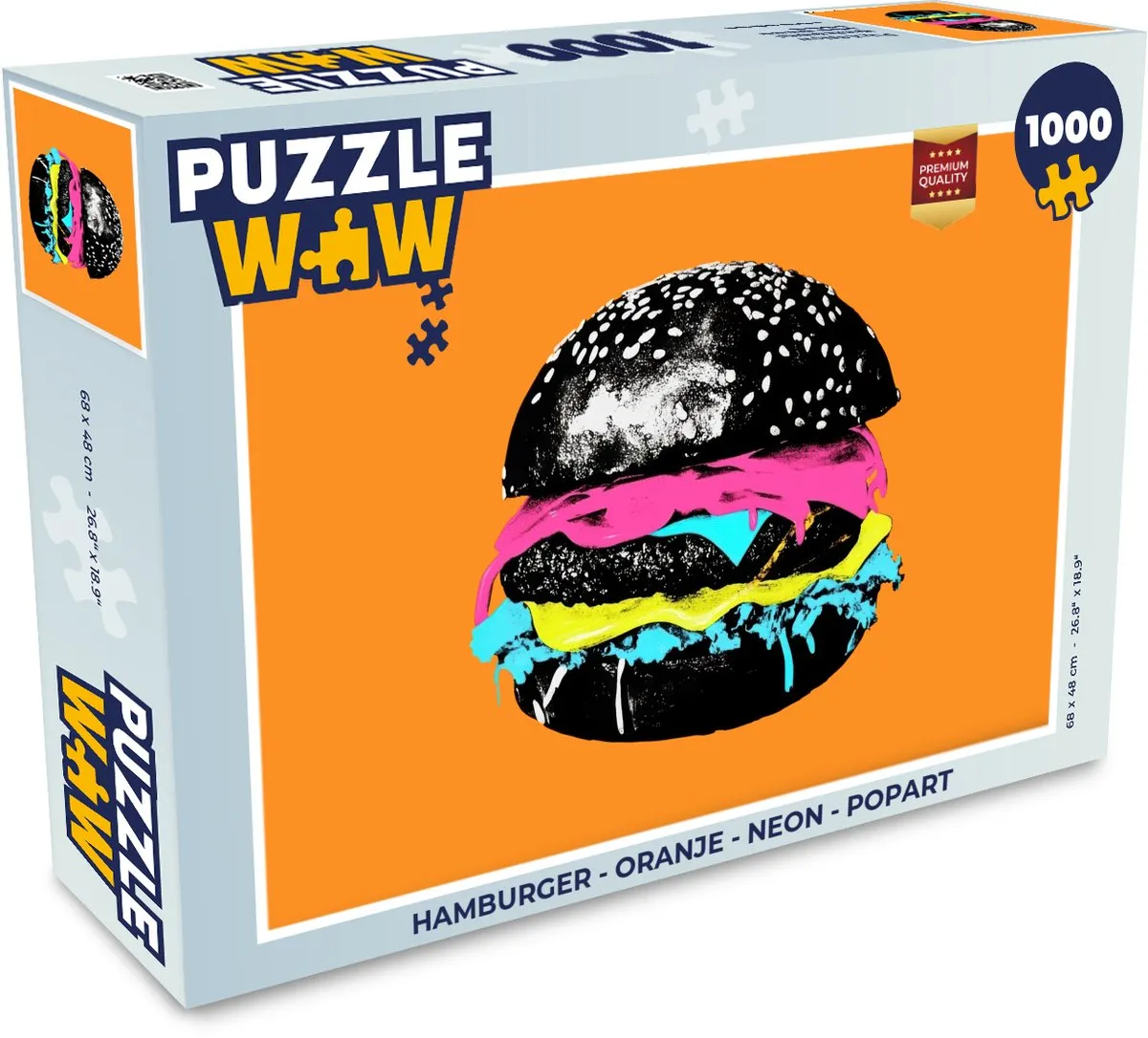 PuzzleWow Legpuzzel Hamburger Popart 1000 Stuks - Neon Oranje