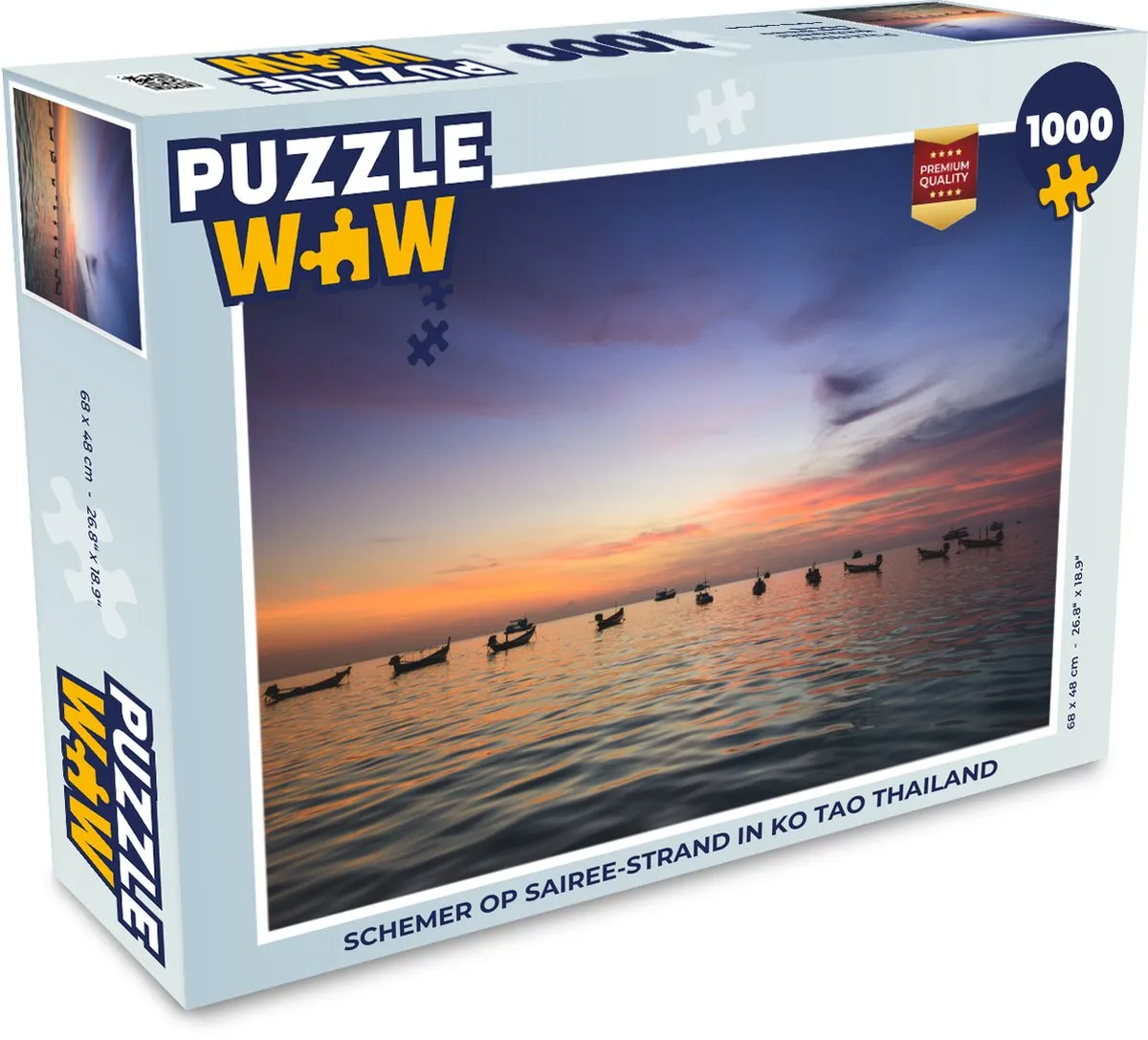 PuzzleWow Legpuzzel 1000 Stuks - Schemer op Sairee-Strand Multicolor