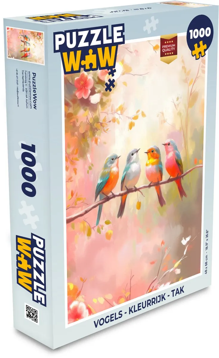 PuzzleWow Vogels Kleurrijk Legpuzzel 1000 Stuks