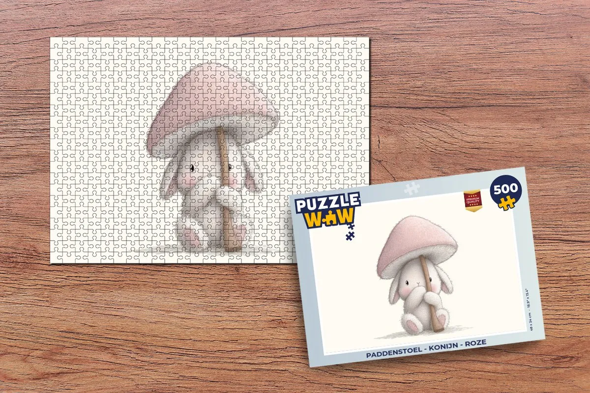 PuzzleWow Paddenstoel Konijn Legpuzzel 500 Stuks - Roze