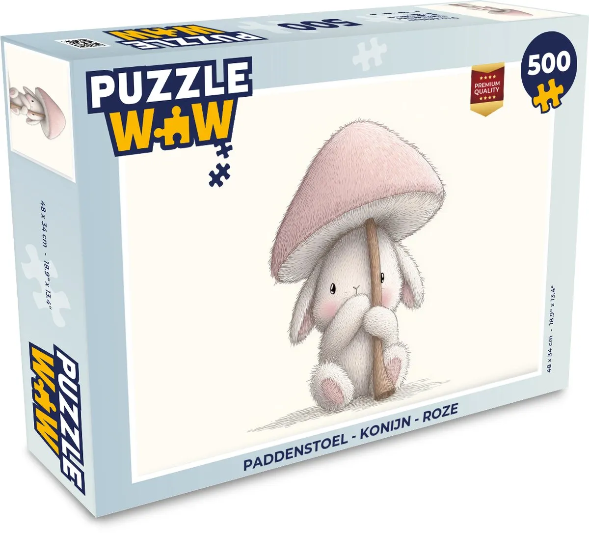 PuzzleWow Paddenstoel Konijn Legpuzzel 500 Stuks - Roze