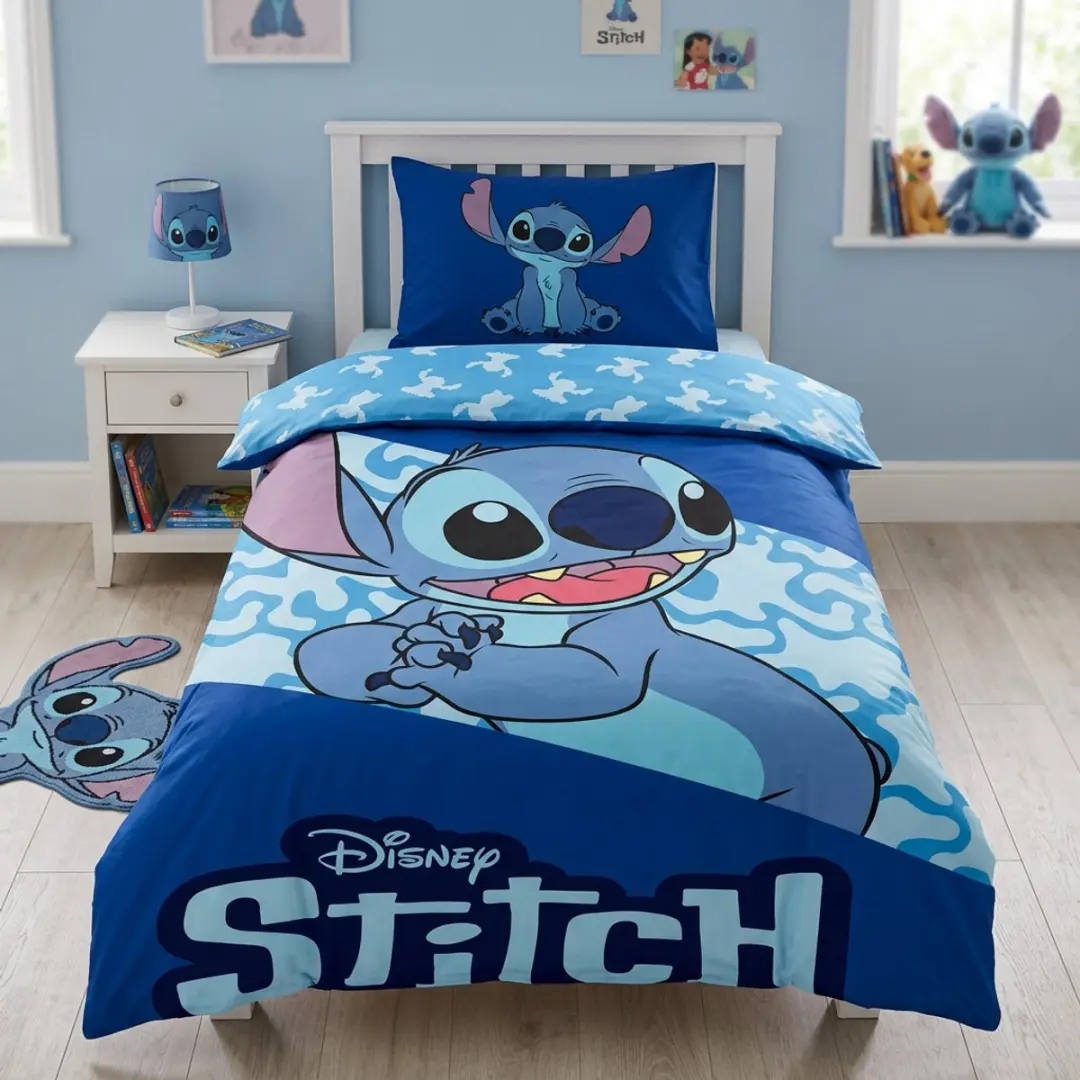 Lilo & Stitch Dekbedovertrek Eenpersoons 140x200cm - Blauw - afbeelding 2 van 3