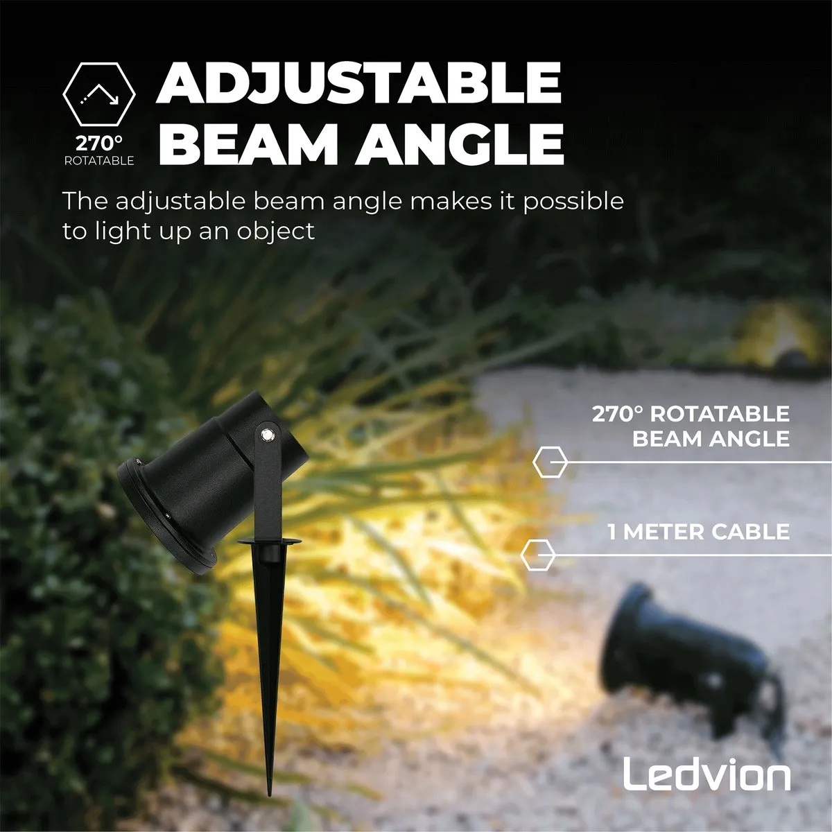LEDVION 3x LED Prikspots IP65 5W 2700K - Zwart