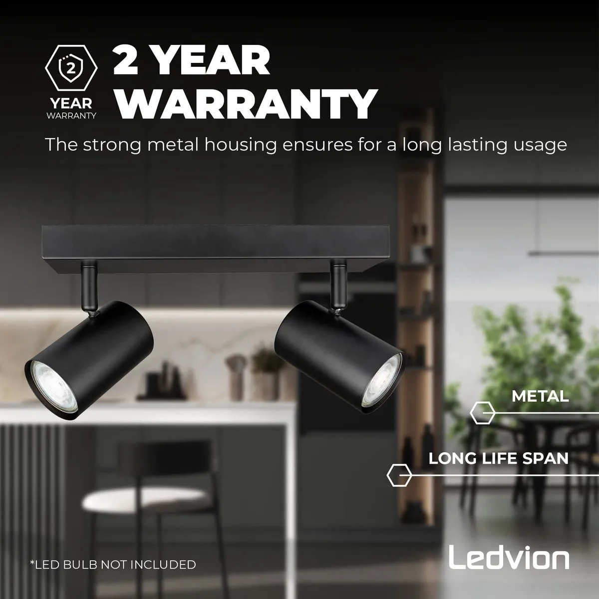 Ledvion LED Plafondspot 2-lichts RGB 5W GU10 - Zwart