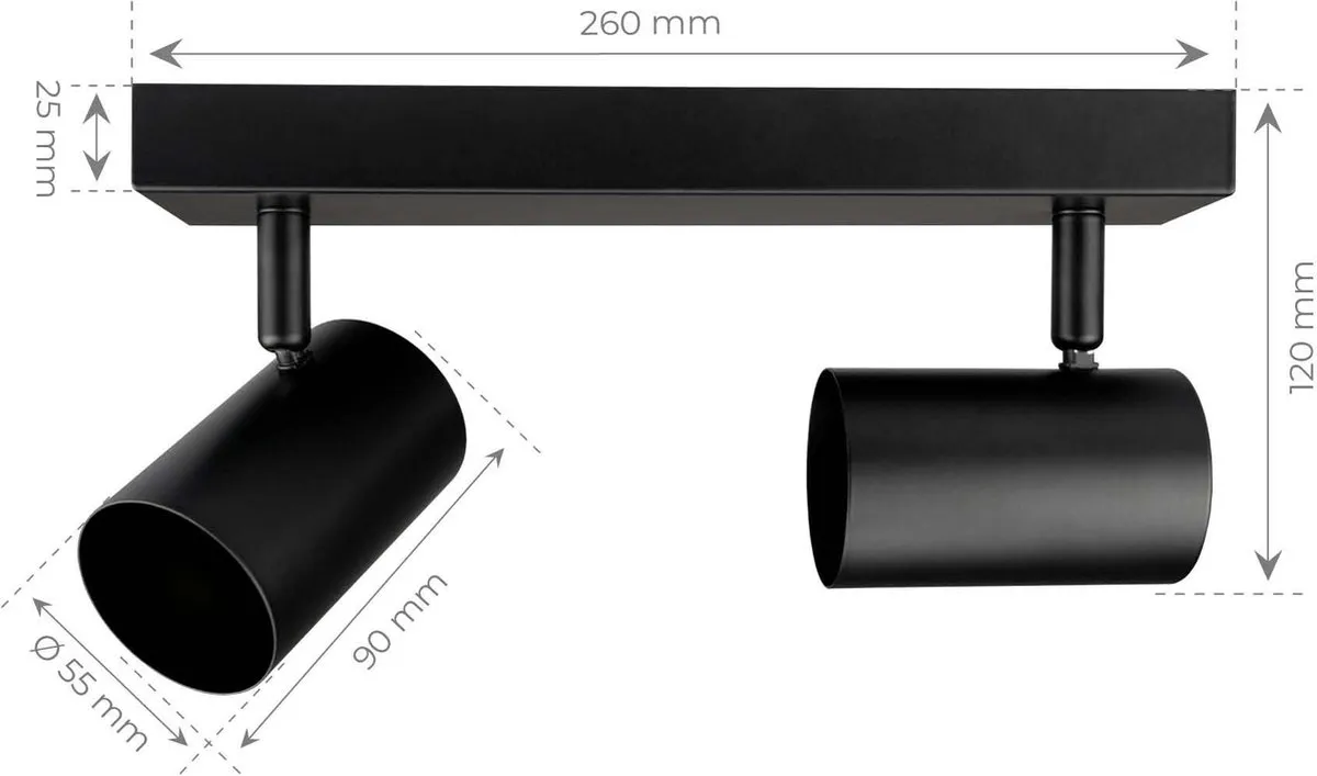 Ledvion LED Plafondspot 2-lichts RGB 5W GU10 - Zwart