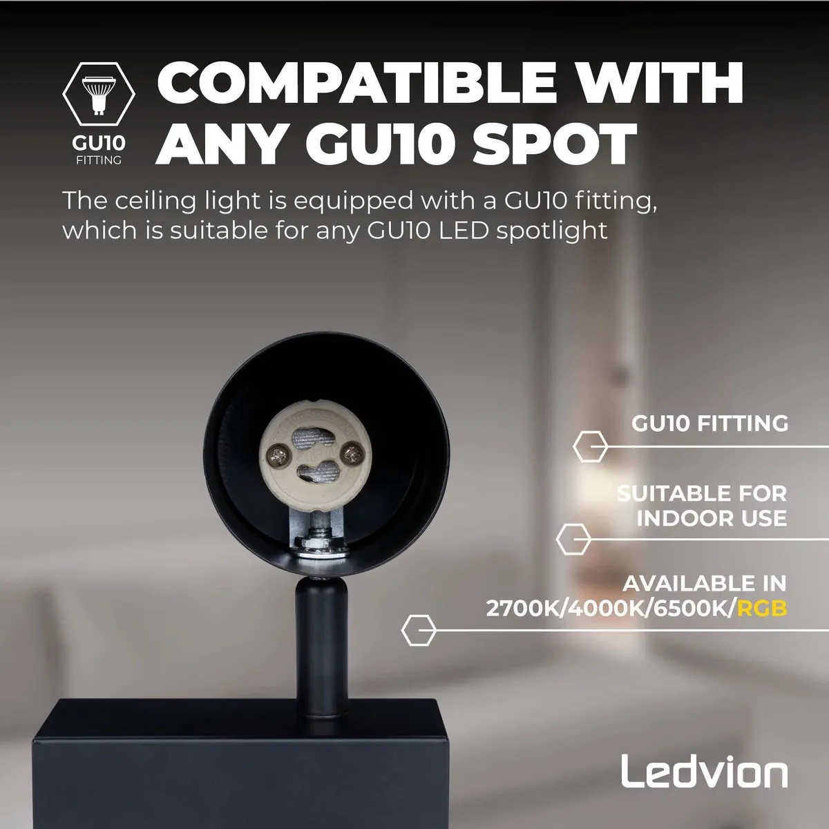 Ledvion LED Plafondspot 2-lichts RGB 5W GU10 - Zwart