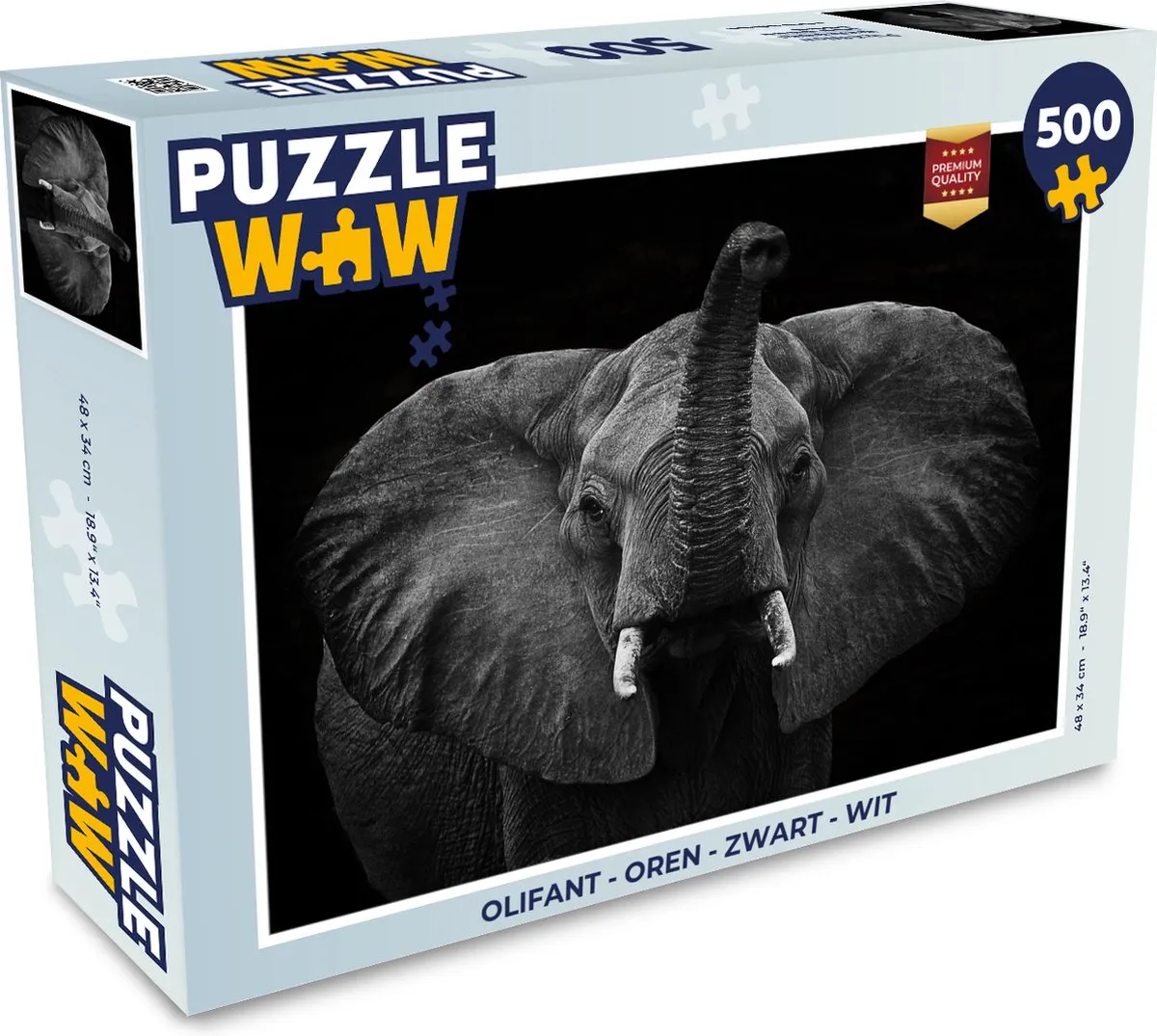 PuzzleWow Olifant Oren Legpuzzel 500 Stuks - Multicolor