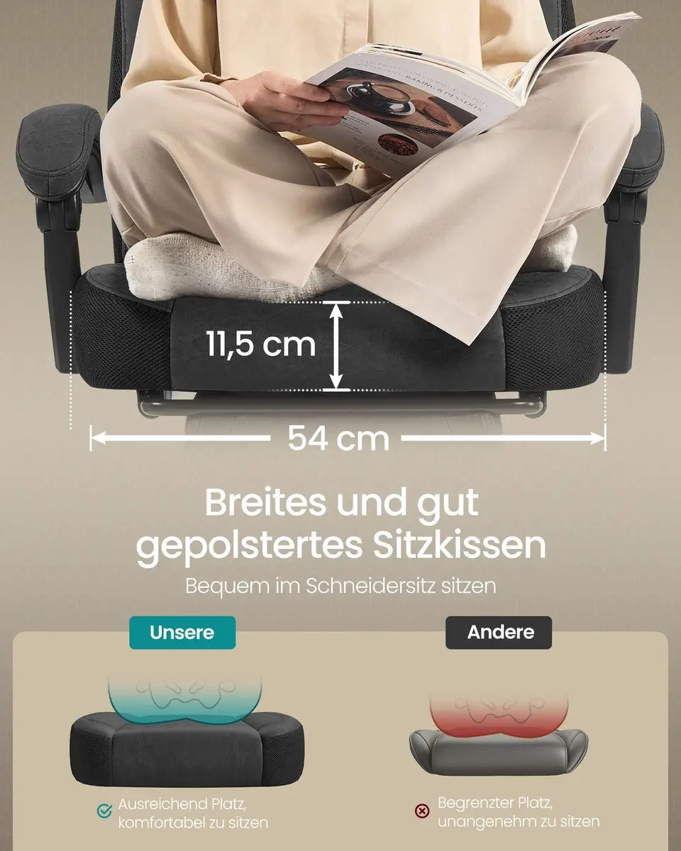 Songmics Ergonomische Bureaustoel - Inktzwart - afbeelding 4 van 6