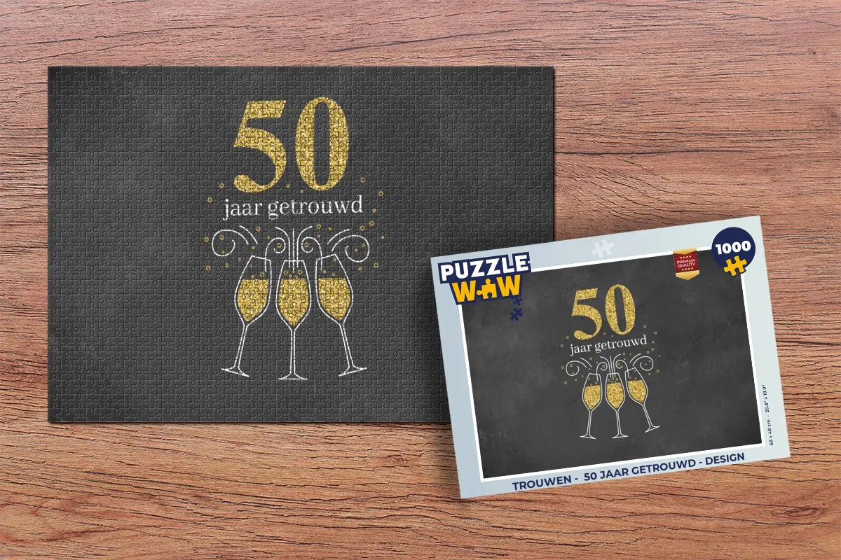 PuzzleWow 50 Jaar Getrouwd Legpuzzel 1000 Stuks - Multicolor