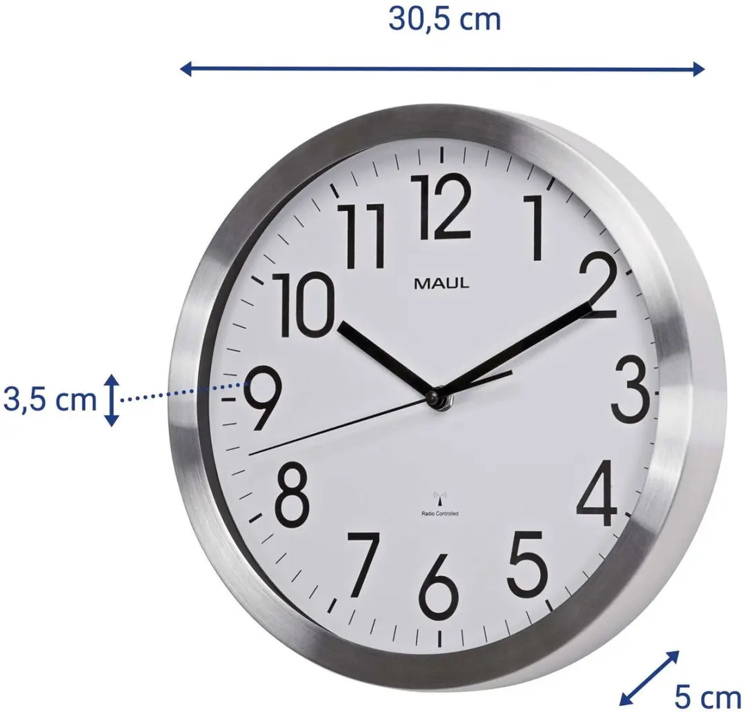 MAULmove Wandklok 30RC - Zilver - Ø30,5cm - afbeelding 2 van 6