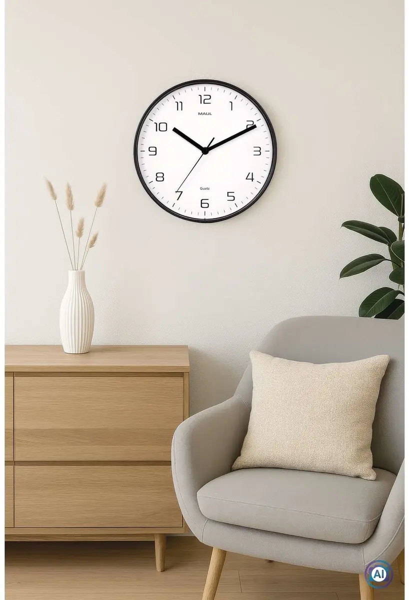 MAUL Wandklok MAULdrip Ø25,5cm - Zwart - afbeelding 2 van 6