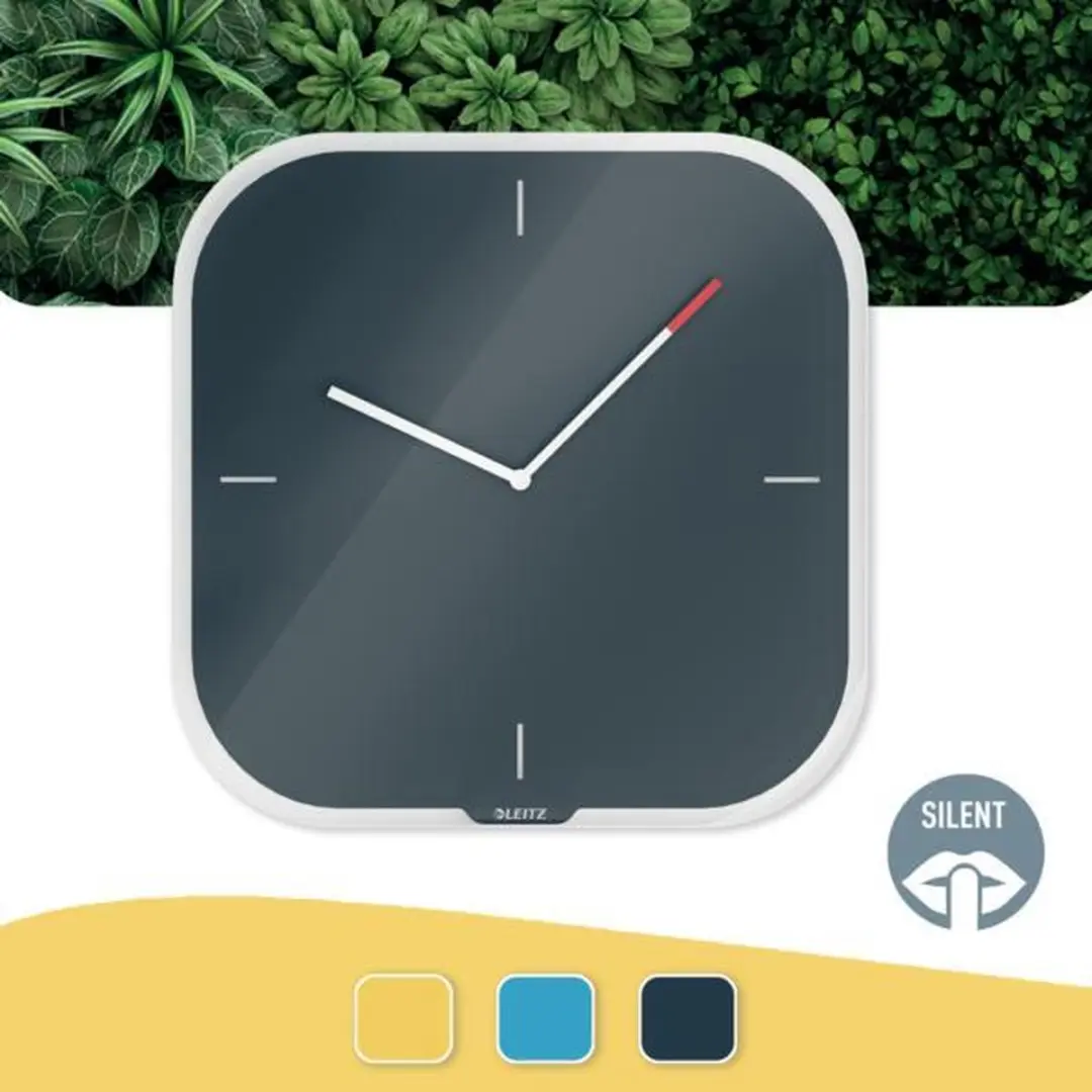 Leitz Cosy Stille Wandklok Fluweel Grijs - Marker Inclusief - afbeelding 3 van 6