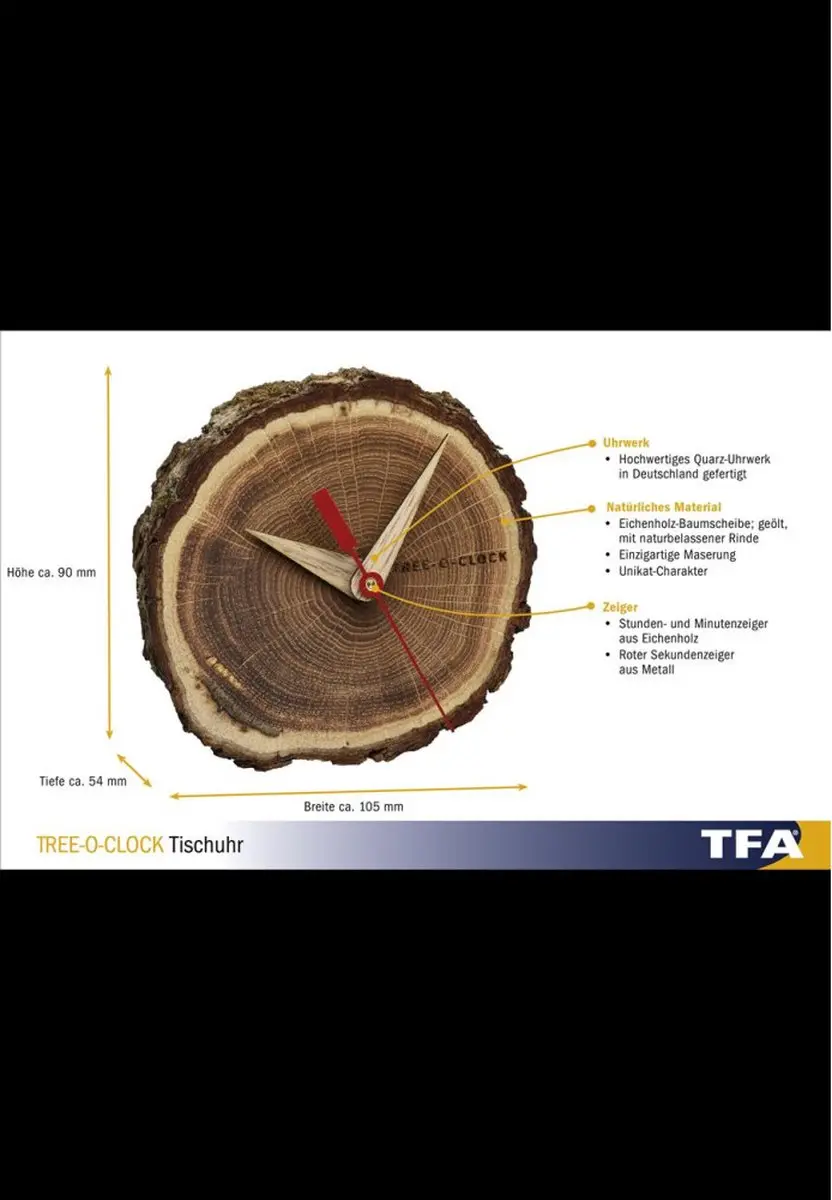 TFA Dostmann Tafelklok Eiken 60.1028.08 - afbeelding 2 van 4