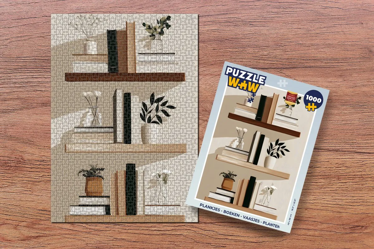 PuzzleWow Legpuzzel 1000 Stuks - Boeken/Planten/Planken