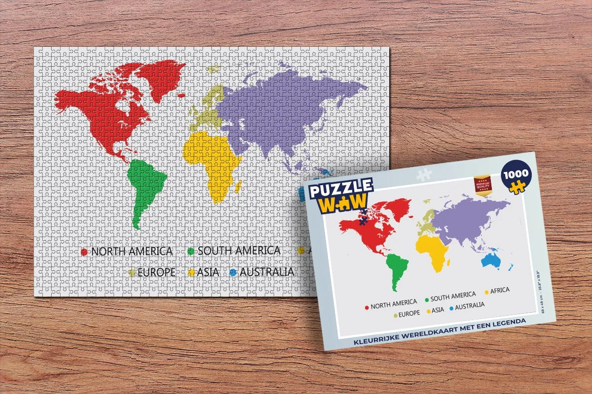 PuzzleWow Wereldkaart Legpuzzel 1000 Stuks - Multicolor