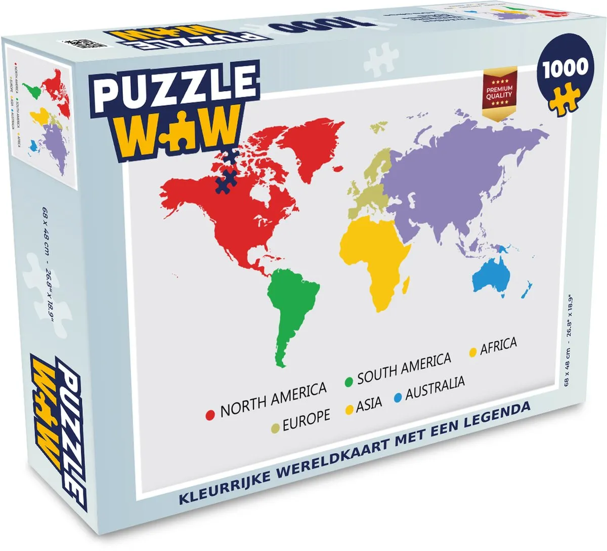 PuzzleWow Wereldkaart Legpuzzel 1000 Stuks - Multicolor