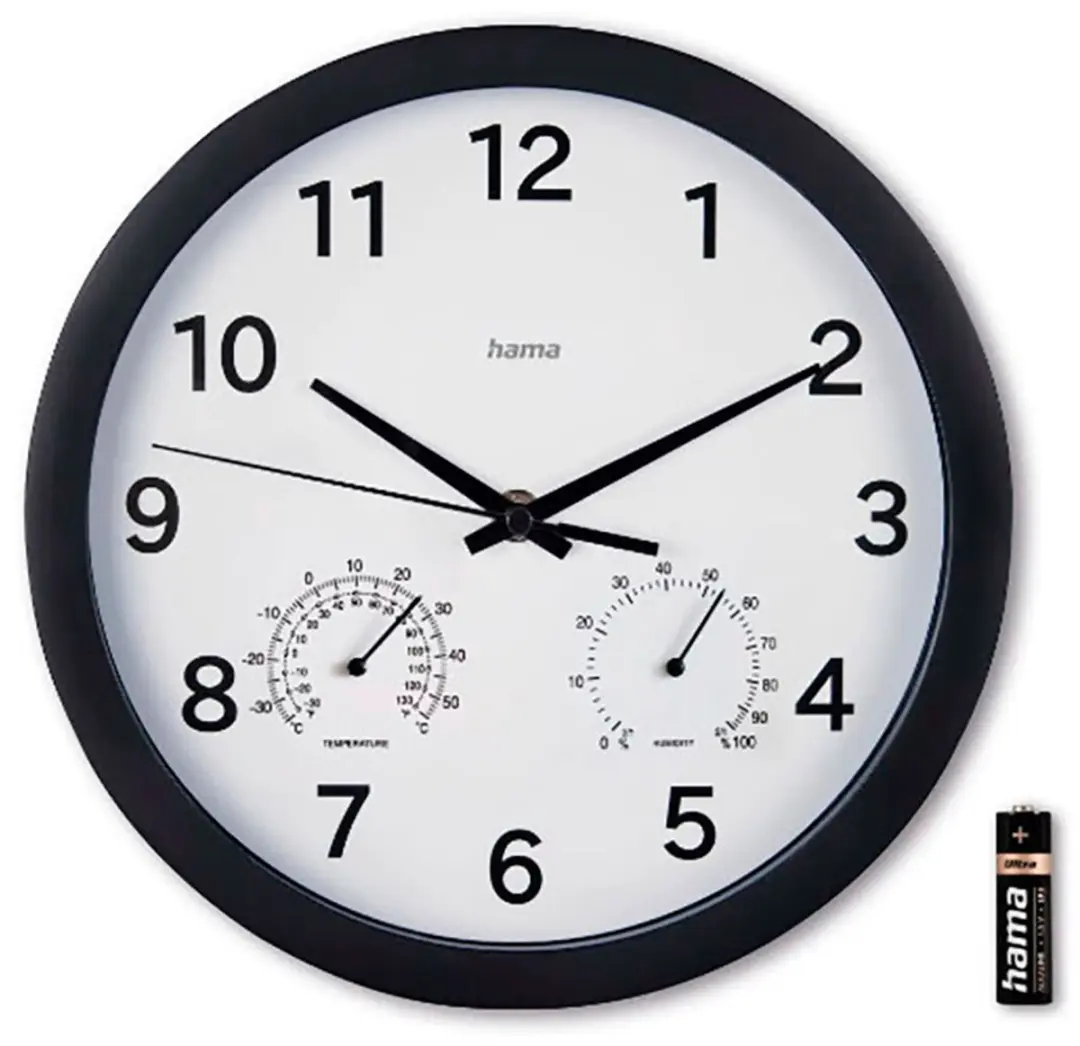 Hama Malta Wandklok Thermohygrometer - Zwart - afbeelding 5 van 6
