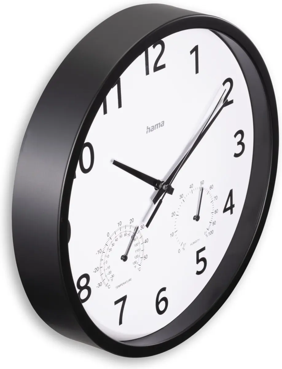 Hama Malta Wandklok Thermohygrometer - Zwart - afbeelding 4 van 6