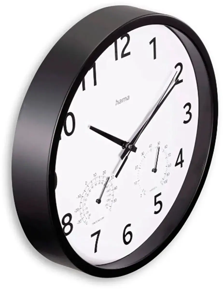 Hama Malta Wandklok Thermohygrometer - Zwart - afbeelding 2 van 6