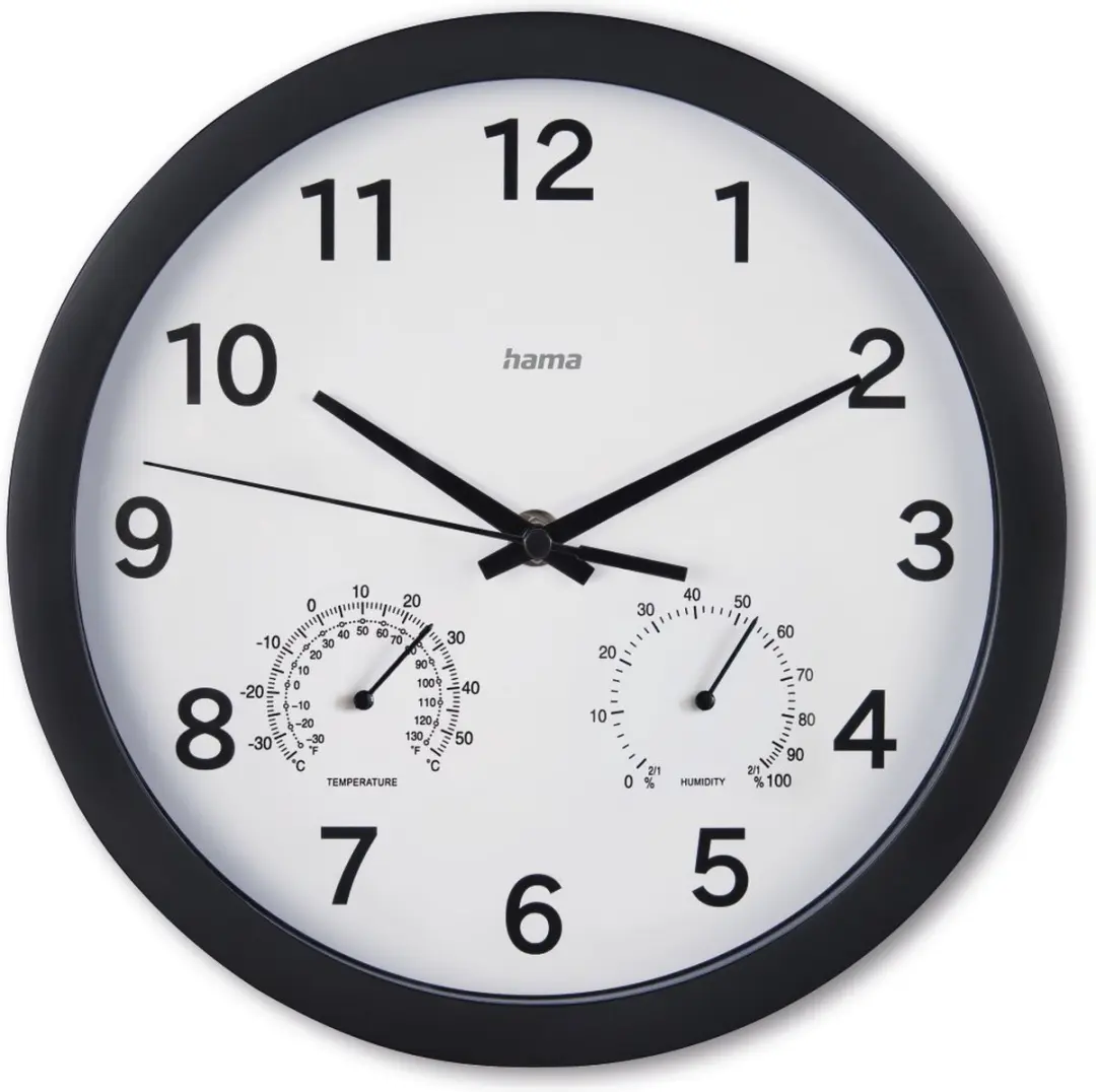 Hama Malta Wandklok Thermohygrometer - Zwart