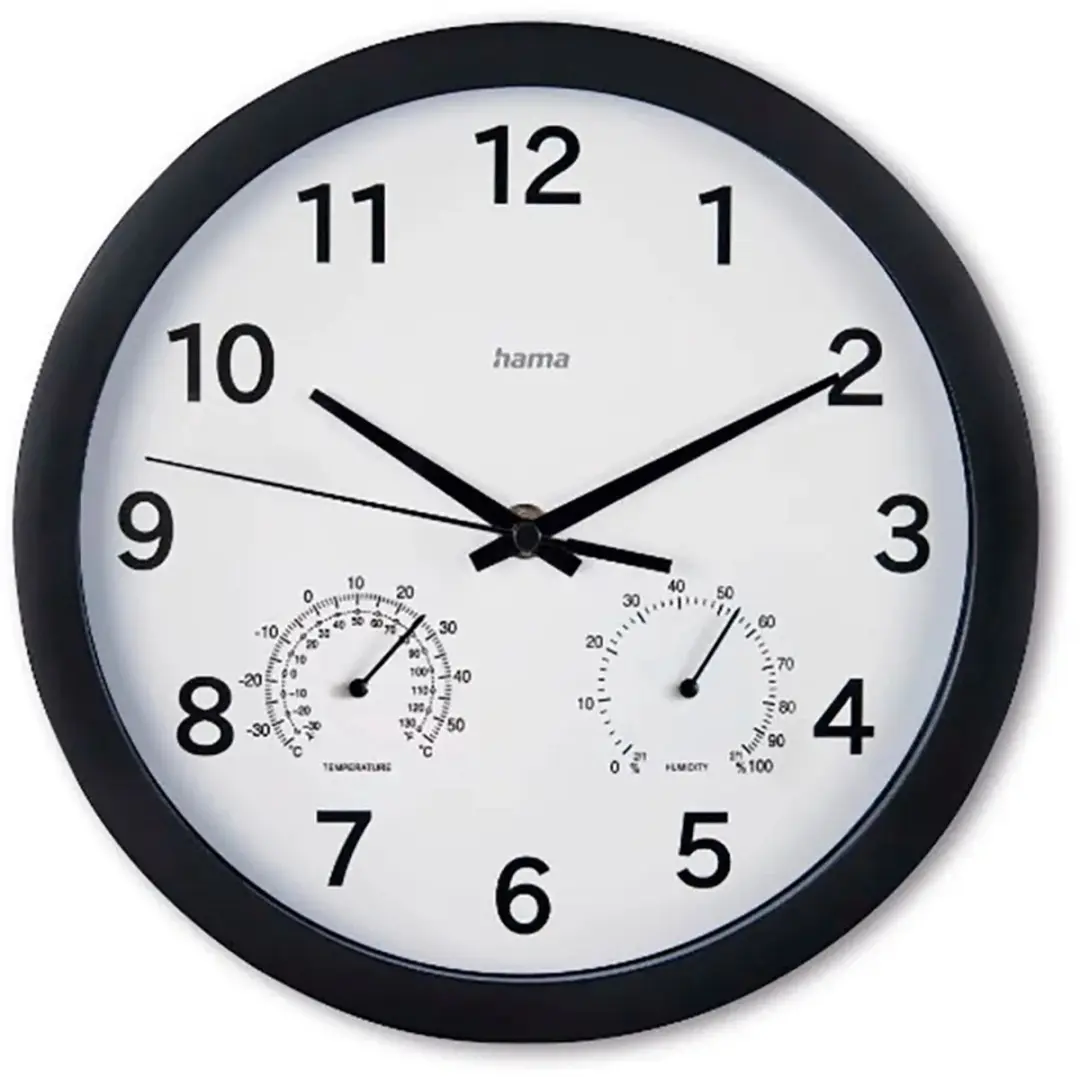 Hama Malta Wandklok Thermohygrometer - Zwart - afbeelding 6 van 6