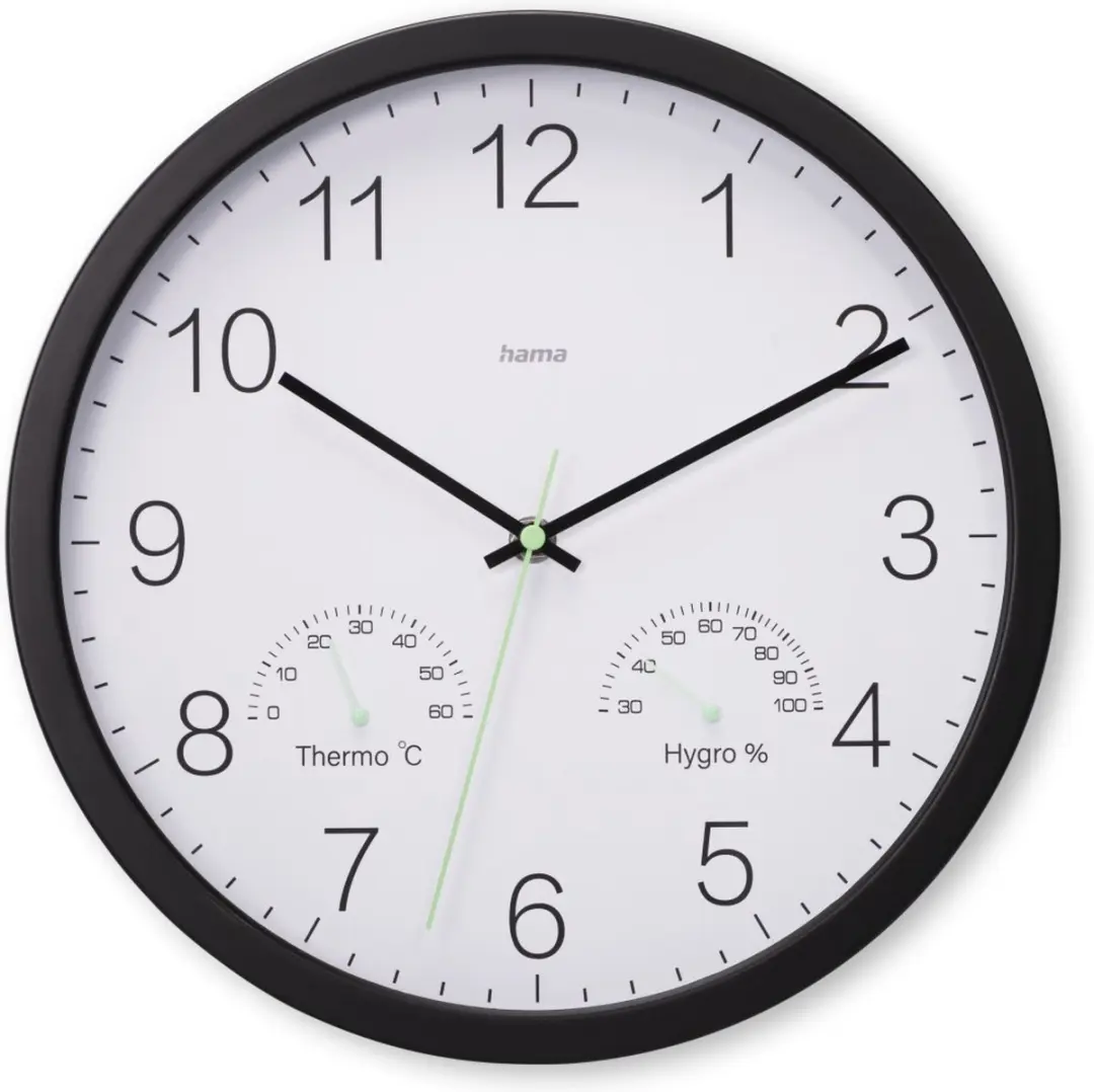 Hama Santorini Wandklok Thermo-/Hygrometer - 30cm - Zwart - afbeelding 5 van 6