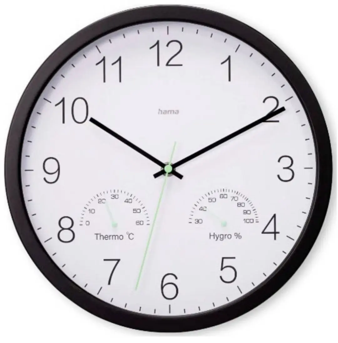 Hama Santorini Wandklok Thermo-/Hygrometer - 30cm - Zwart - afbeelding 6 van 6