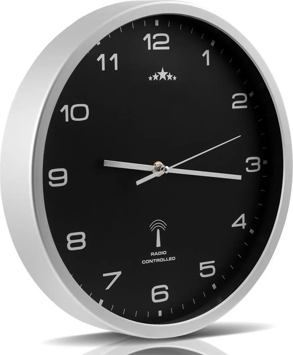 Monzana Wandklok Radiogestuurd Ø31cm - Zwart