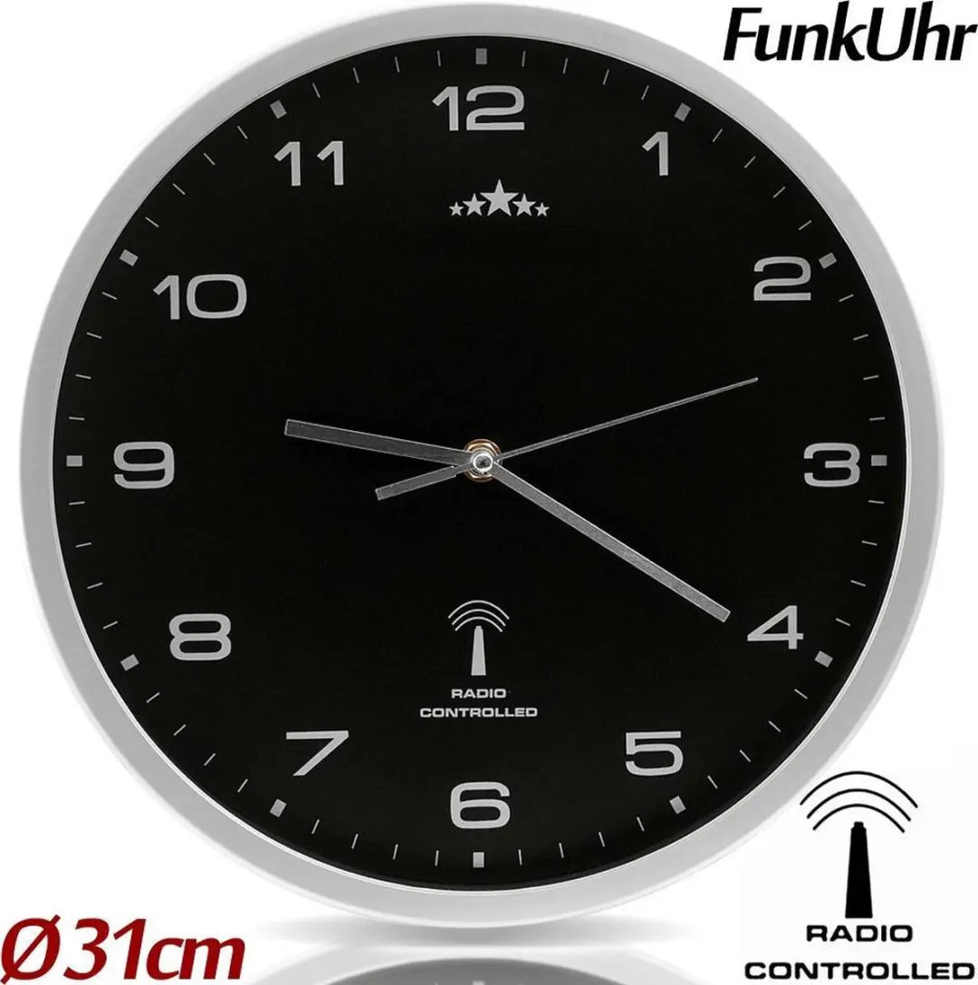 Monzana Wandklok Radiogestuurd Ø31cm - Zwart