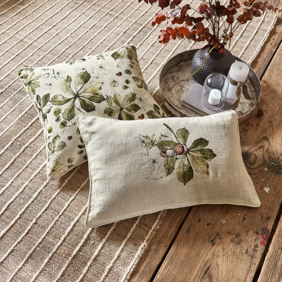 Loberon Kussenhoes Set 2 Stuks - Elsie - Wit/Groen - afbeelding 3 van 5